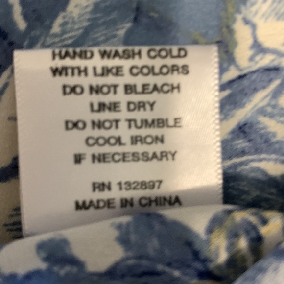 ROSE & OLIVE Shirt Dress Blue White Floral Button Front Belted Sleeveless XS - Picture 9 of 12